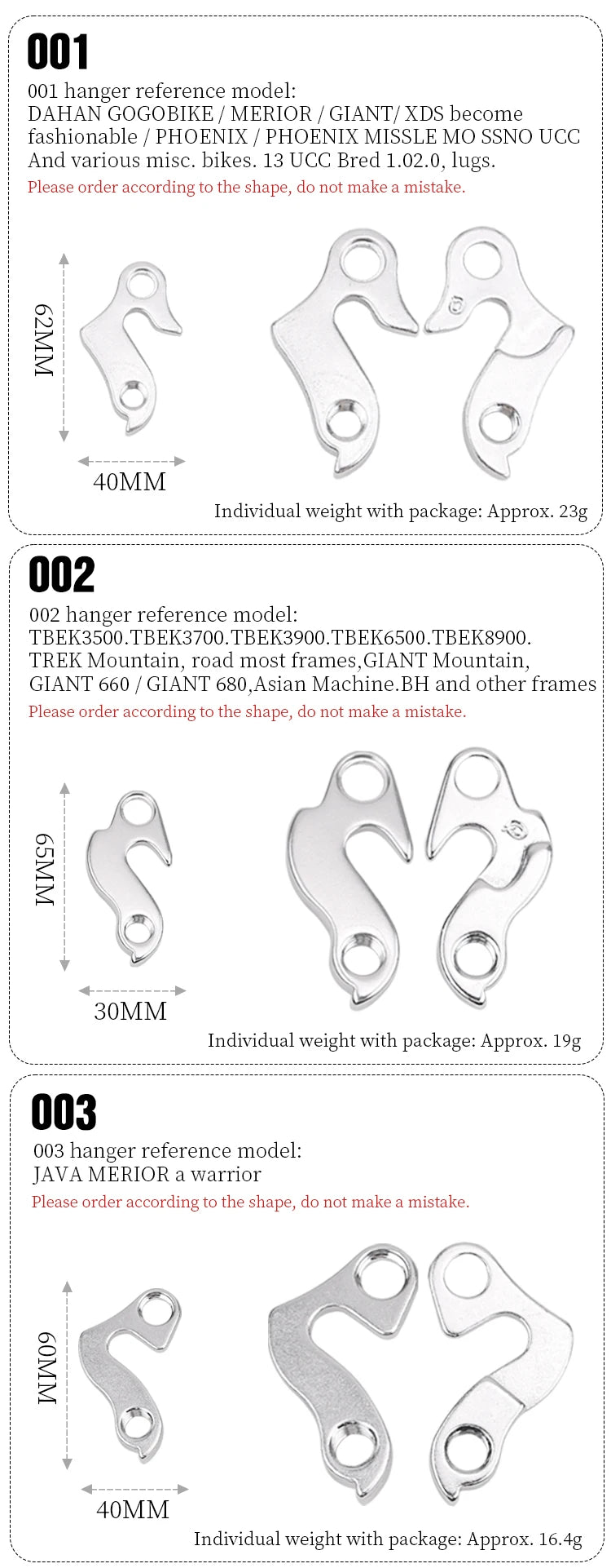 LEBYCLE Universal Schaltaugen / Rear Derailleur Hanger