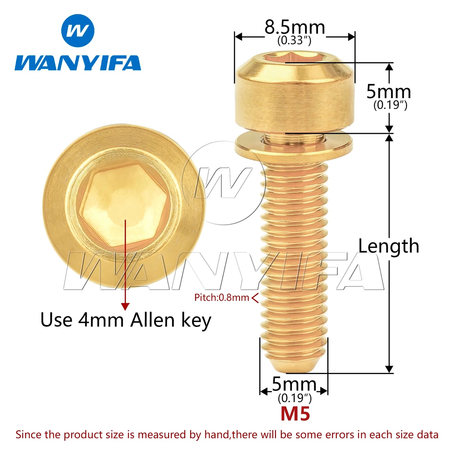 Wanyifa Titanium Bolt M5 x16 18 20MM Mountain Bike Road Bike Fixed Handlebar Stem Screws