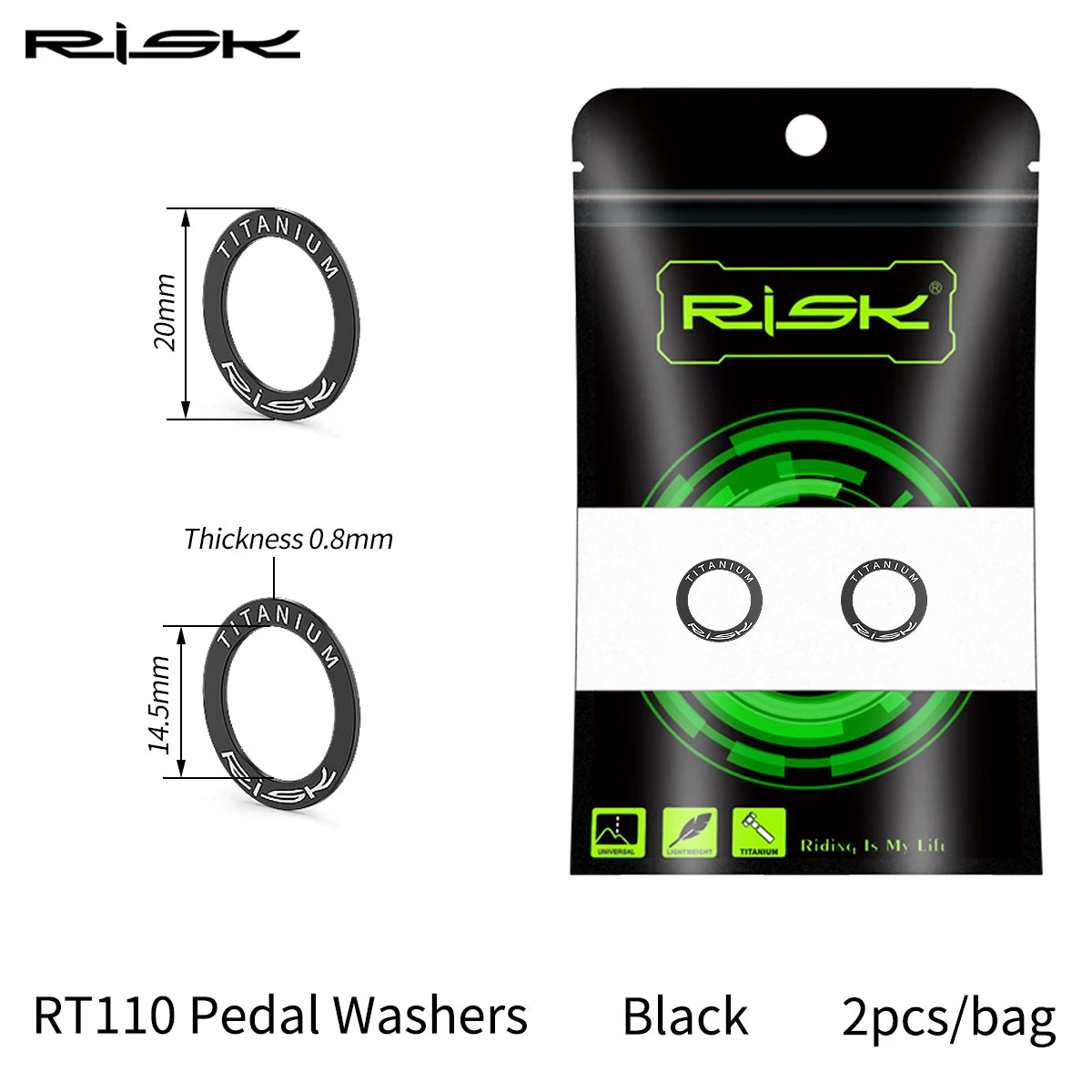 Titan-Pedalunterlegscheiben fürs Fahrrad – RISK Pedal Washer Set